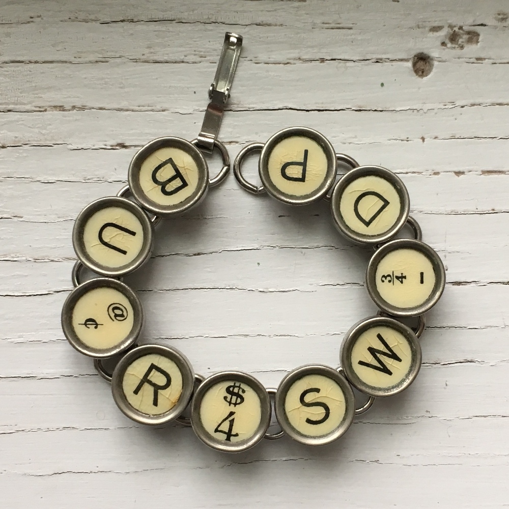 Vintage Handmade Typewriter Key Bracelet